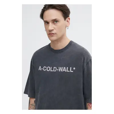 A-COLD-WALL* pamut póló Overdye Logo T-Shirt fekete, férfi, nyomott mintás, ACWMTS186