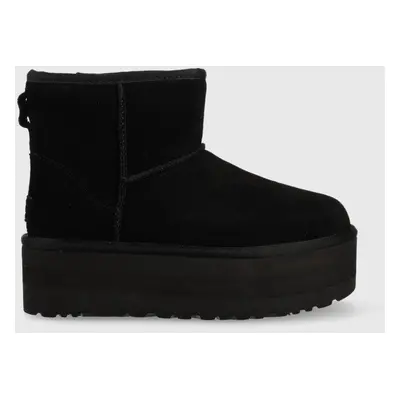 UGG bőr hótaposó Classic Mini Platform fekete, 1134991.BLK