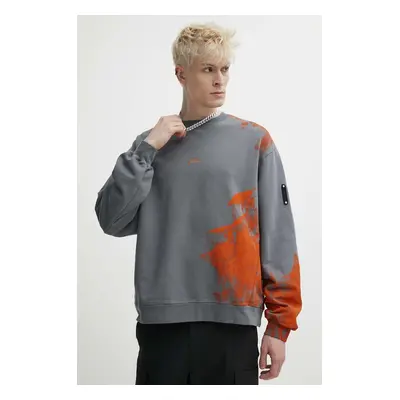 A-COLD-WALL* pamut melegítőfelső Brushstroke Crewneck szürke, férfi, nyomott mintás, ACWMW184