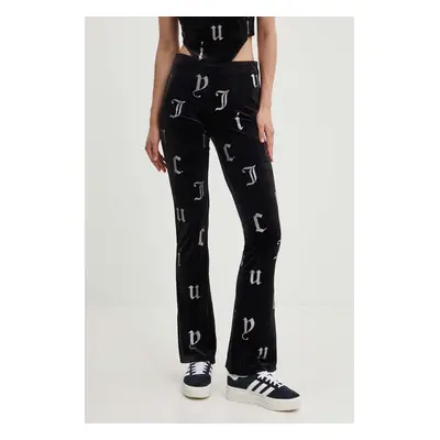 Juicy Couture velúr melegítőnadrág BRIAH AO DIAMANTE TROUSERS fekete, mintás, JCMBJ224253