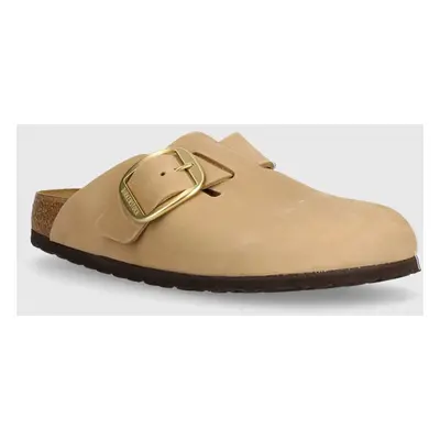 Birkenstock nubuk papucs Boston Big Buckle bézs