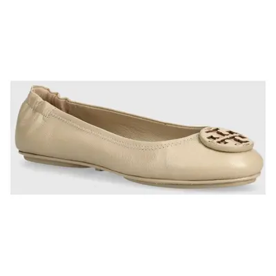 Tory Burch bőr balerina cipő Minnie Travel Ballet bézs