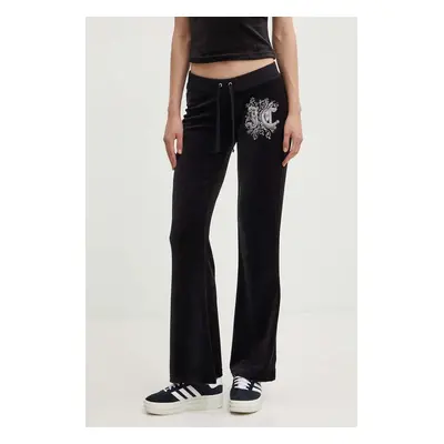 Juicy Couture velúr melegítőnadrág RENAISSANCE CAISA LOW RISE PANT fekete, nyomott mintás, JCGBJ