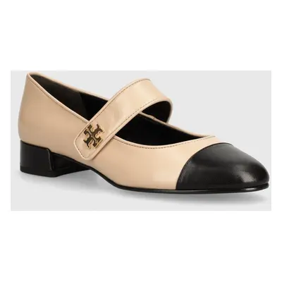 Tory Burch bőr flip-flop Mary Jane Heel Ballet bézs, magassarkú