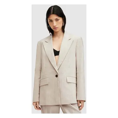 AllSaints zakó WHITNEY BLAZER bézs, sima, egysoros gombolású, W016QA