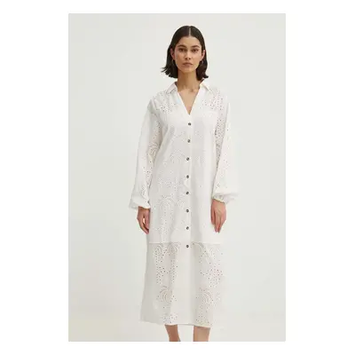 Never Fully Dressed pamut ruha Jenna Shirt dress fehér, midi, egyenes, NFDDR1349