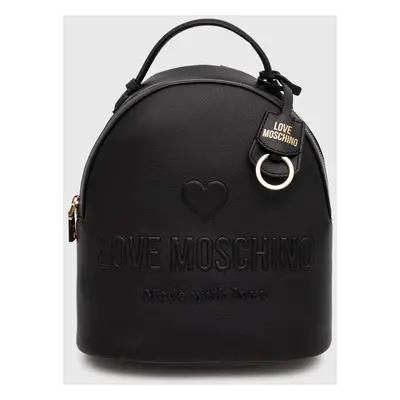 Love Moschino bőr hátizsák fekete, női, kis, sima, JC4116PP1LL1000A