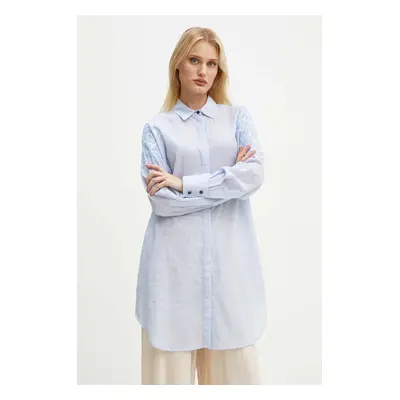 Bruuns Bazaar pamut ruha ArgeratumBBArdes shirt mini, oversize, BBW4095