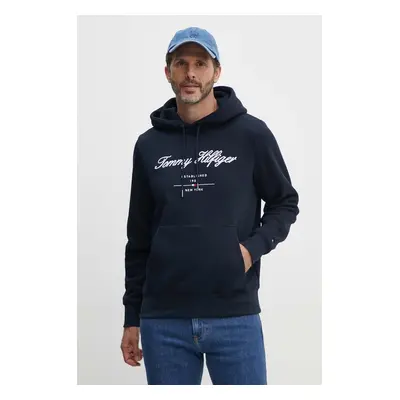 Tommy Hilfiger felső sötétkék, férfi, nyomott mintás, kapucnis, MW0MW33631