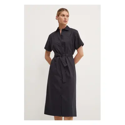 A.P.C. pamut ruha robe new drew sötétkék, midi, egyenes, COGZR.F05959