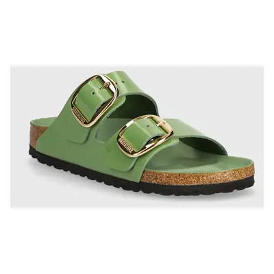 Birkenstock bőr papucs Arizona Big Buckle zöld, női