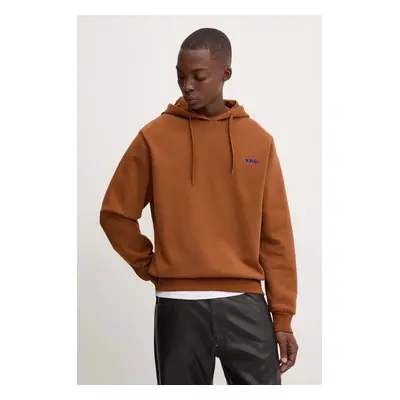 A.P.C. pamut melegítőfelső hoodie boxy petit vpc barna, férfi, nyomott mintás, kapucnis, COHBR.H