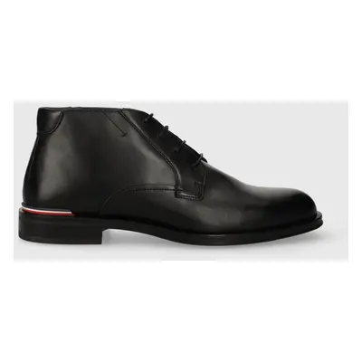 Tommy Hilfiger bőr bakancs CORE RWB LTH BOOT fekete, férfi, FM0FM04804