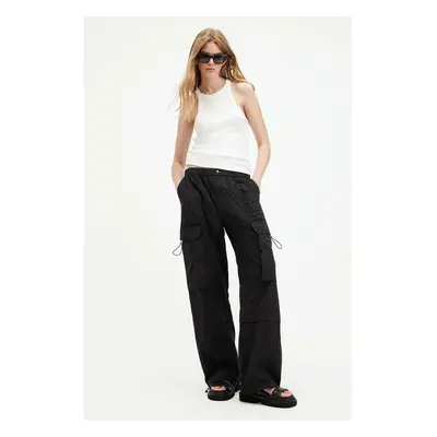 AllSaints pamut nadrág BARBARA TROUSER fekete, magas derekú cargo, W021TA