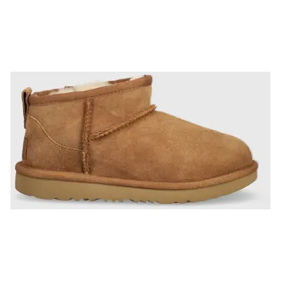 UGG gyerek hócipő velúrból Classic Ultra Mini barna