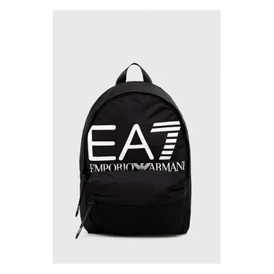 EA7 Emporio Armani hátizsák fekete, nagy, nyomott mintás