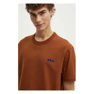 A.P.C. pamut póló t-shirt boxy petit vpc barna, férfi, melange, COHBQ.H26391