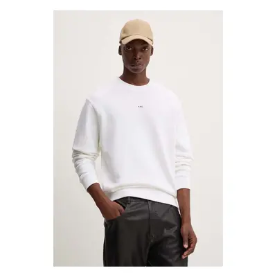 A.P.C. pamut melegítőfelső sweat boxy micro logo GOTS fehér, férfi, sima, COHBX.H27910