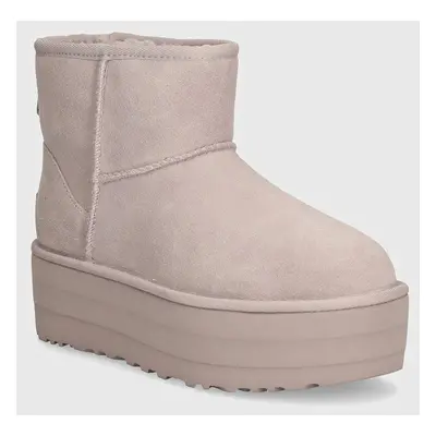 UGG velúr hócipő Classic Mini Platform lila, 1134991-PSK