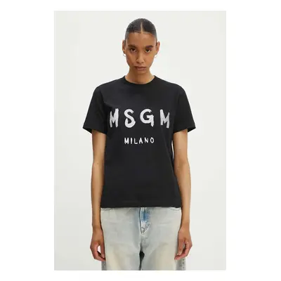 MSGM pamut póló női, fekete, 3441MDM510G.237002