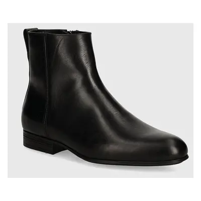 Calvin Klein bőr cipő HM0HM01501 fekete, férfi, BOOT W ZIP LTH