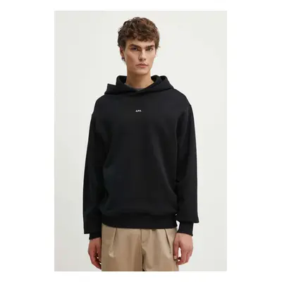 A.P.C. pamut melegítőfelső hoodie boxy micro logo GOTS fekete, férfi, sima, kapucnis, COHBX.H279