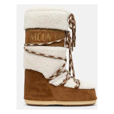 Moon Boot velúr hócipő MB ICON SHEARLING barna, 80D1402610 MA03