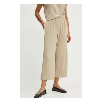 Max Mara Leisure nadrág női, bézs, magas derekú culotte