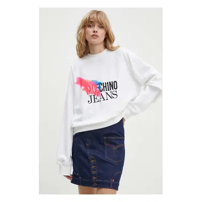 Moschino Jeans pamut melegítőfelső fehér, női, nyomott mintás, 1709.8233