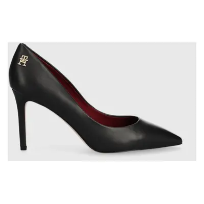 Tommy Hilfiger bőr tűsarkú ESSENTIAL POINTED PUMP fekete, FW0FW07533