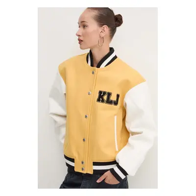 Karl Lagerfeld Jeans gyapjú bomber dzseki sárga, átmeneti, 245J1503