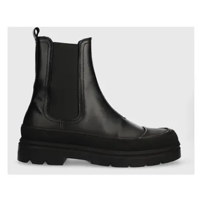 Calvin Klein bőr bokacsizma CHELSEA BOOT HIGH fekete, férfi, HM0HM01215