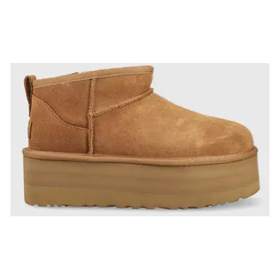 UGG velúr hócipő W Classic Ultra Mini Platform barna