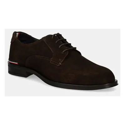 Tommy Hilfiger velúr félcipő CORE RWB HILFIGER SUEDE SHOE barna, férfi, FM0FM04868