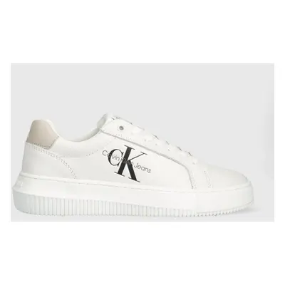 Calvin Klein Jeans bőr sportcipő YW0YW00823 CHUNKY CUPSOLE MONOLOGO W fehér