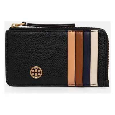 Tory Burch bőr kártya tok Robinson Pebbled fekete