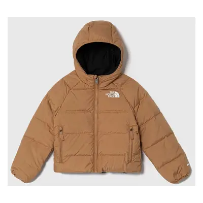 The North Face kétoldalas gyerekdzseki B REVERSIBLE NORTH DOWN HOODED JACKET barna