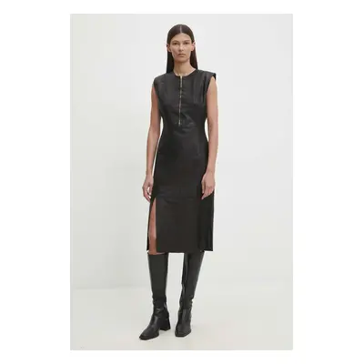 Bruuns Bazaar bőrruha SoftBBAgathea leather dress fekete, mini, testhezálló, BBW4183