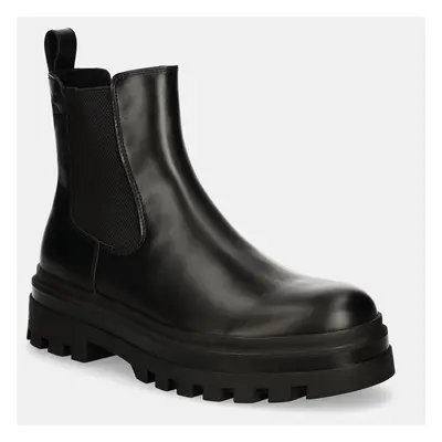 Calvin Klein Jeans bőr bokacsizma LUGGED CHELSEA BOOT LTH fekete, férfi, YM0YM01069