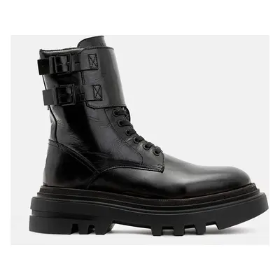 AllSaints bőr csizma Zoe Boot fekete, női, lapos talpú, W064FB