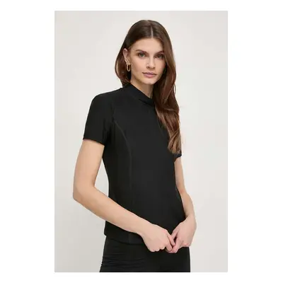 Patrizia Pepe t-shirt női, félgarbó nyakú, fekete, 8M1555 J011