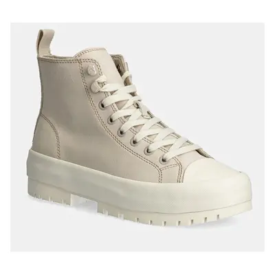 Calvin Klein Jeans velúr teniszcipő LUGGED HYBRID MID LACEUP SUEDE bézs, YW0YW01565