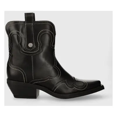 Steve Madden bőr cowboy csizma Waynoa fekete, női, magassarkú, SM11003072