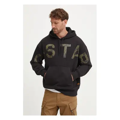 G-Star Raw felső fekete, férfi, sima, kapucnis, D25530-D733