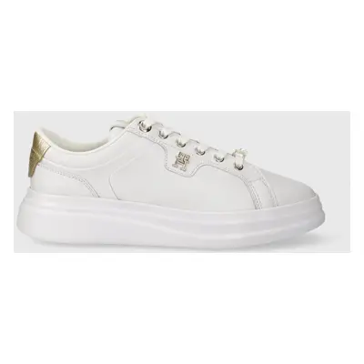 Tommy Hilfiger bőr sportcipő POINTY COURT SNEAKER HARDWARE fehér, FW0FW07780