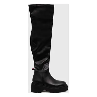 Tommy Jeans csizma TJW OVER THE KNEE BOOTS fekete, női, platformos, EN0EN02254