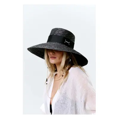 LE SH KA headwear kalap Black Straw Veil fekete, BLackStrawVeil