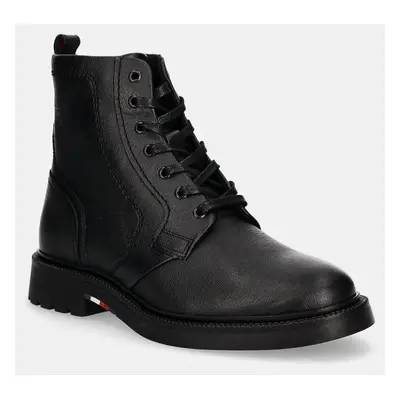 Tommy Hilfiger bőr cipő HILFIGER COMFORT LWT LTH BOOT fekete, férfi, FM0FM05183