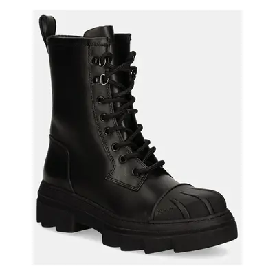 Furla bőr bakancs Gum Army Boot fekete, női, lapos talpú, YI60FGU BX3508 O6000