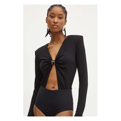 Elisabetta Franchi body fekete, női, sima, BO01547E2